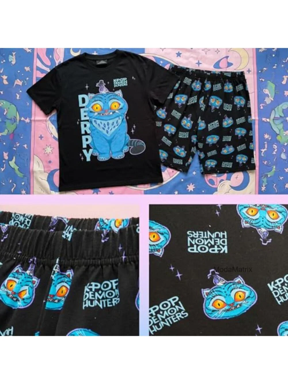 KPop Demon Hunters Pajama Set Girls Short Sleeve T-Shirt Shorts Cotton Blend
